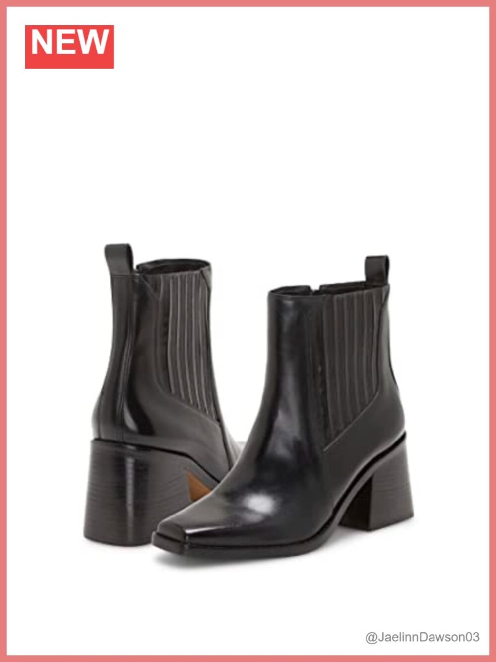Leather Ankle Bootie Pointed Toe Chelsea Block Heel Pull On